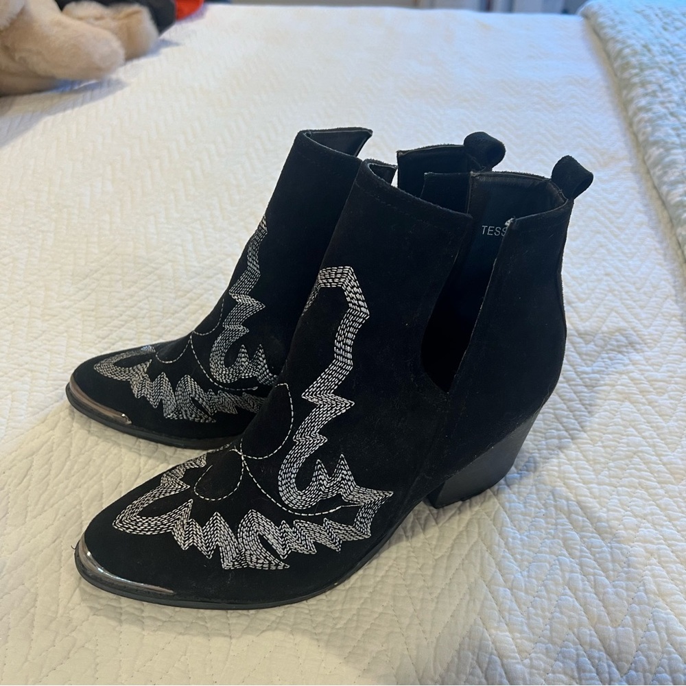 Black and Silver Ankle Boots